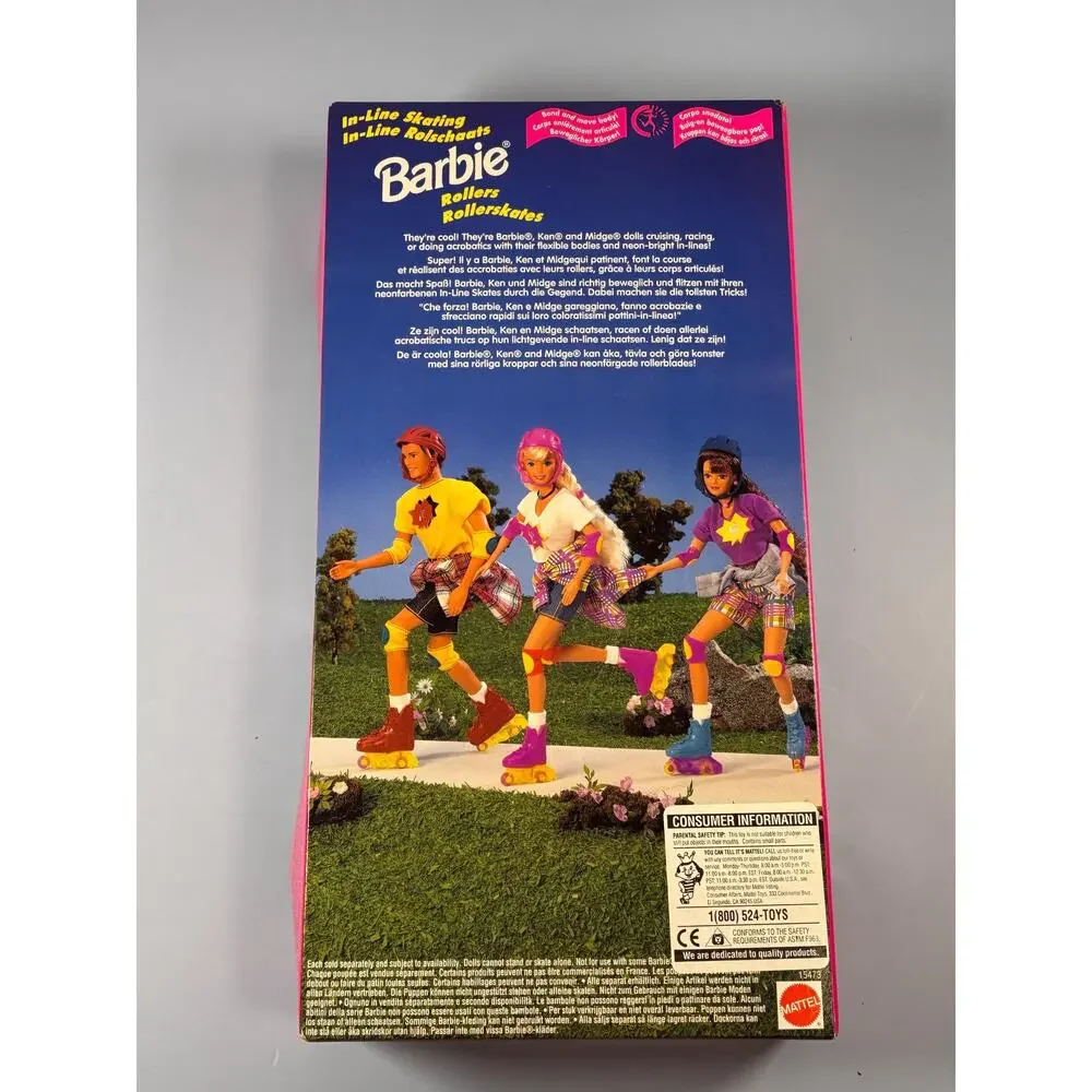 Rare In-Line Skating Barbie Doll with Rollerskates 1995 Mattel 15473 New